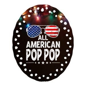 Mens Retro Father's Day Family All American Pop Pop 4th Of July Ceramic Oval Ornament