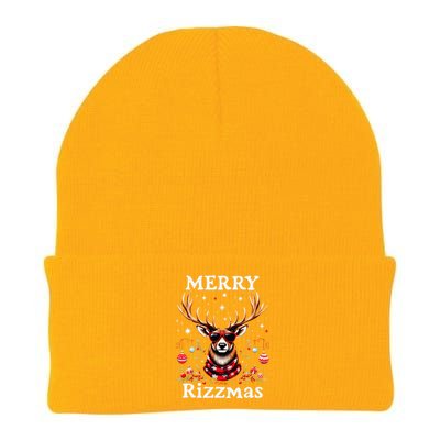 Merry Rizzmas Funny Christmas Reindeer Holiday Knit Cap Winter Beanie