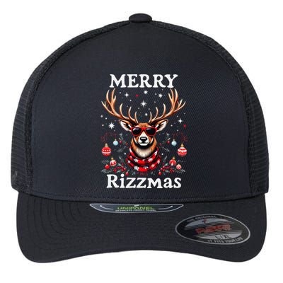 Merry Rizzmas Funny Christmas Reindeer Holiday Flexfit Unipanel Trucker Cap