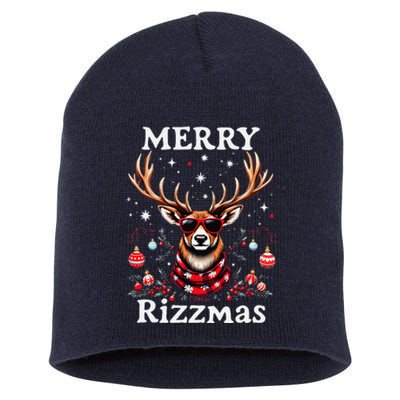 Merry Rizzmas Funny Christmas Reindeer Holiday Short Acrylic Beanie