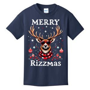 Merry Rizzmas Funny Christmas Reindeer Holiday Kids T-Shirt