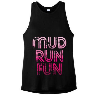 Mud Run Fun Mudder Pink Trail Running And Mudding Ladies PosiCharge Tri-Blend Wicking Tank