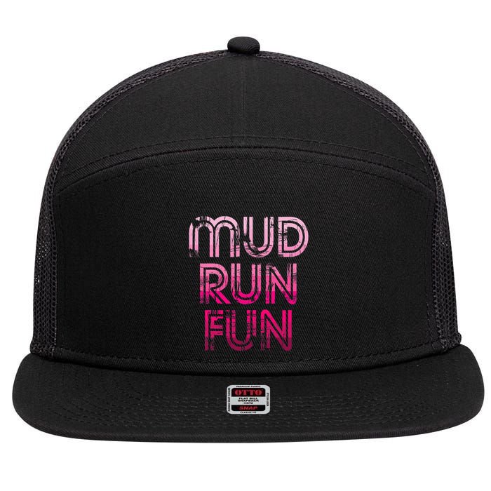 Mud Run Fun Mudder Pink Trail Running And Mudding 7 Panel Mesh Trucker Snapback Hat