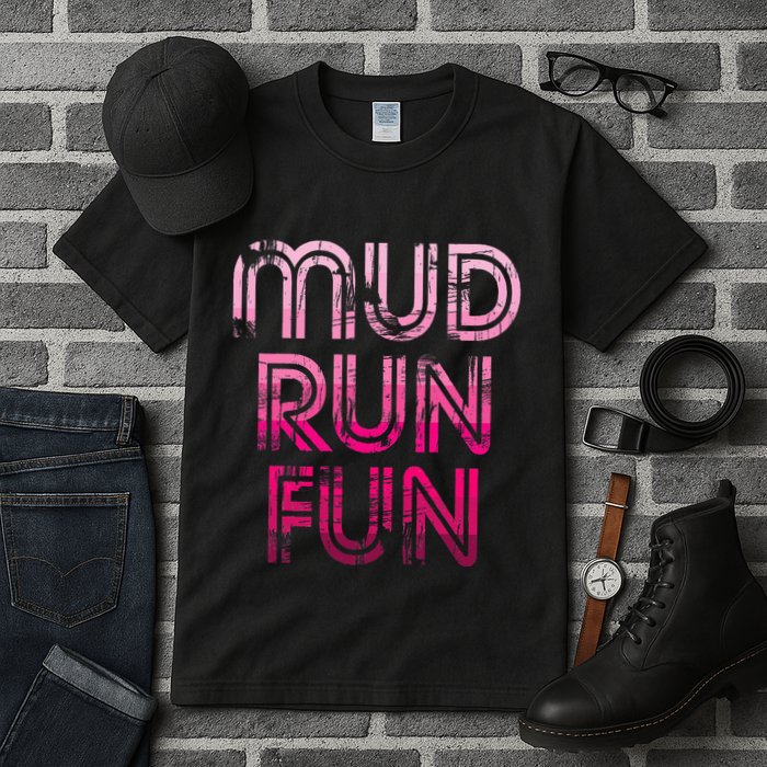 Mud Run Fun Mudder Pink Trail Running And Mudding Tall T-Shirt