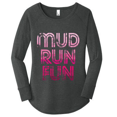 Mud Run Fun Mudder Pink Trail Running And Mudding Women's Perfect Tri Tunic Long Sleeve Shirt