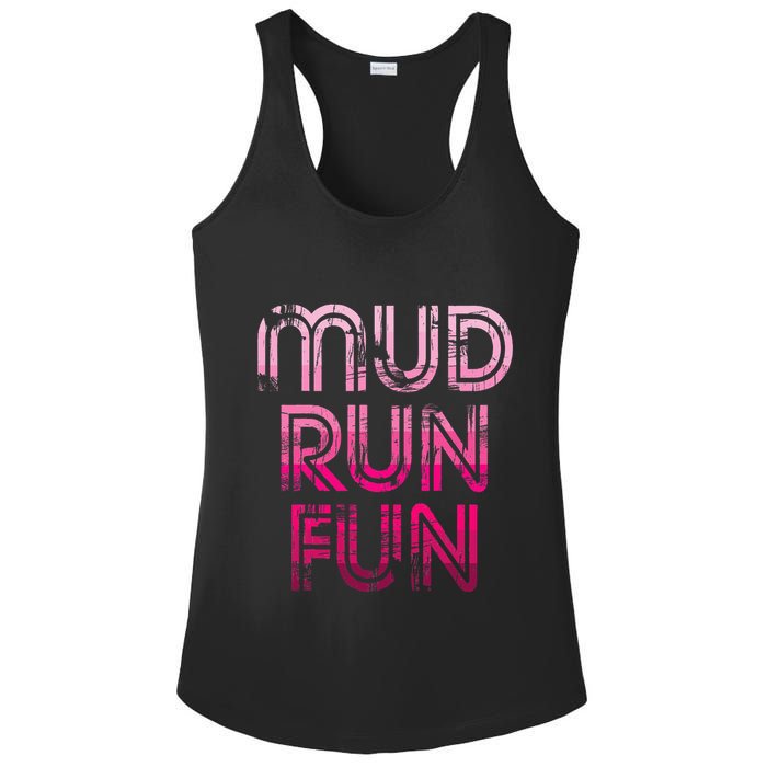 Mud Run Fun Mudder Pink Trail Running And Mudding Ladies PosiCharge Competitor Racerback Tank