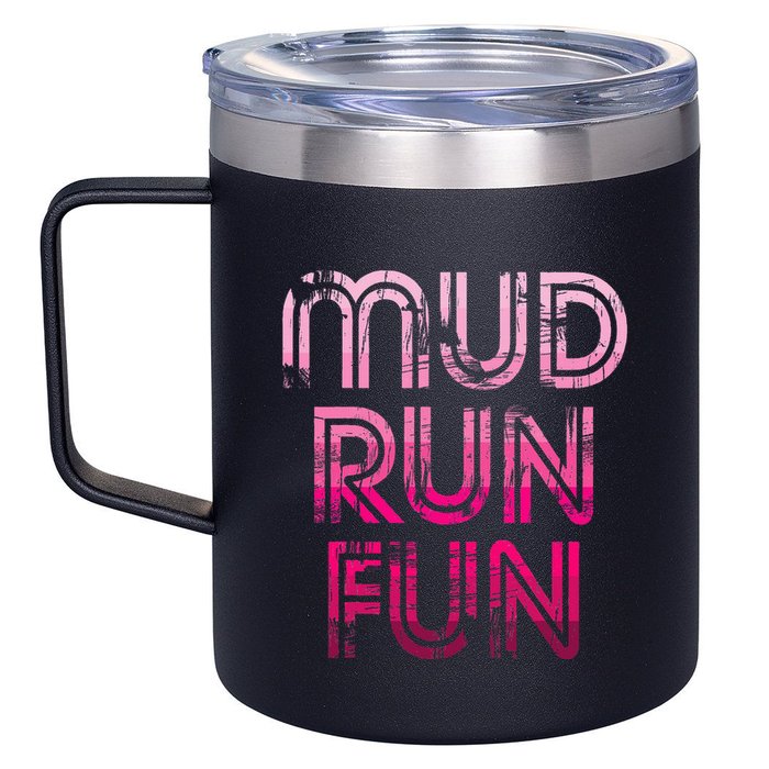 Mud Run Fun Mudder Pink Trail Running And Mudding 12oz Stainless Steel Coffee Mug