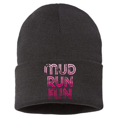 Mud Run Fun Mudder Pink Trail Running And Mudding Sustainable Knit Beanie