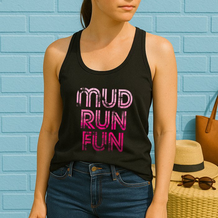 Mud Run Fun Mudder Pink Trail Running And Mudding Womens Tank Top