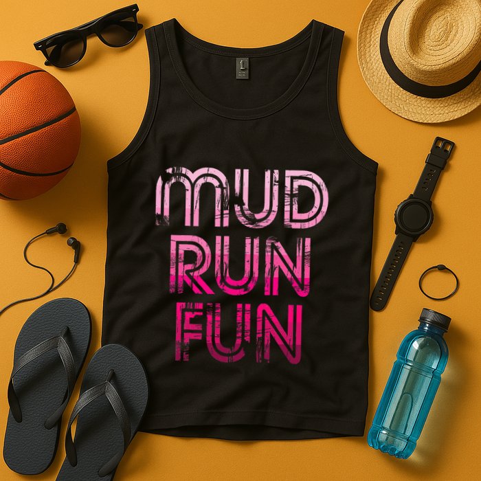 Mud Run Fun Mudder Pink Trail Running And Mudding Tank Top