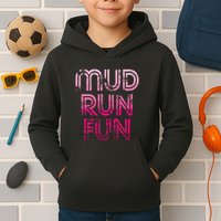 Mud Run Fun Mudder Pink Trail Running And Mudding Kids Hoodie