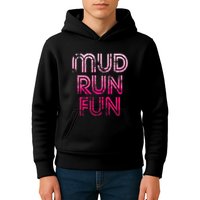 Mud Run Fun Mudder Pink Trail Running And Mudding Kids Hoodie