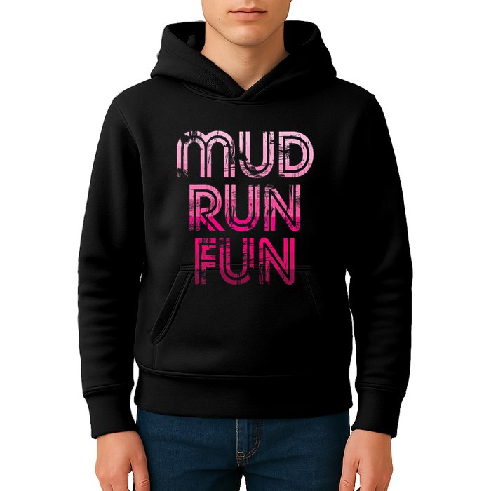 Mud Run Fun Mudder Pink Trail Running And Mudding Kids Hoodie