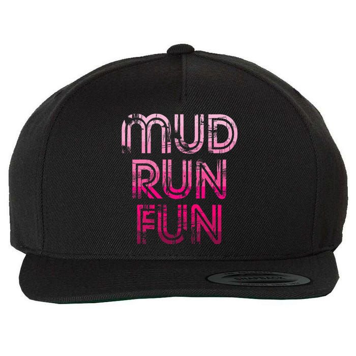 Mud Run Fun Mudder Pink Trail Running And Mudding Wool Snapback Cap