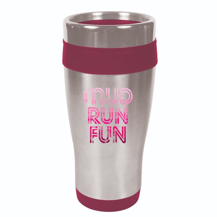 Mud Run Fun Mudder Pink Trail Running And Mudding 16oz Travel Tumbler