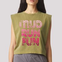 Mud Run Fun Mudder Pink Trail Running And Mudding Garment-Dyed Women's Muscle Tee