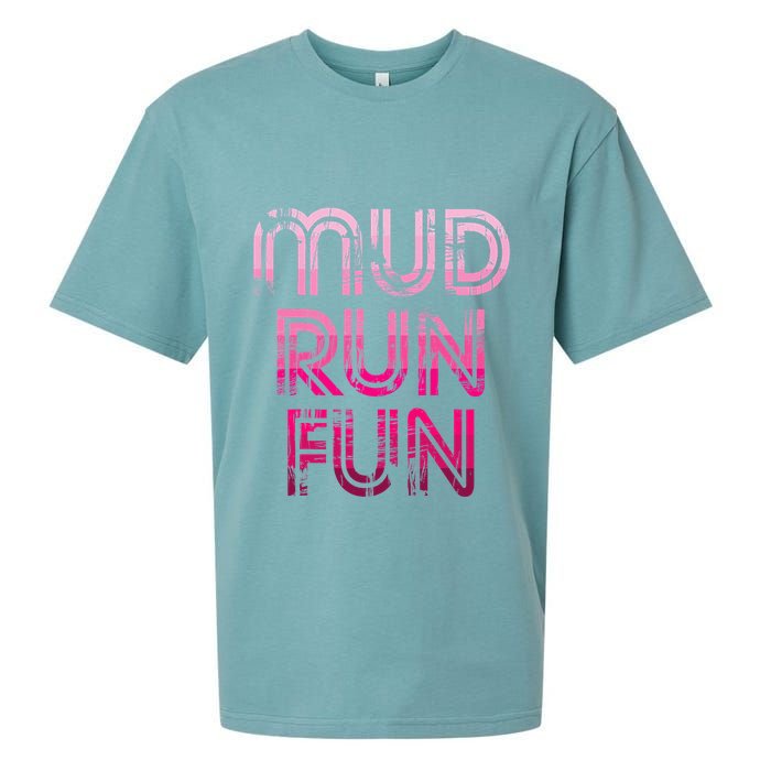 Mud Run Fun Mudder Pink Trail Running And Mudding Sueded Cloud Jersey T-Shirt