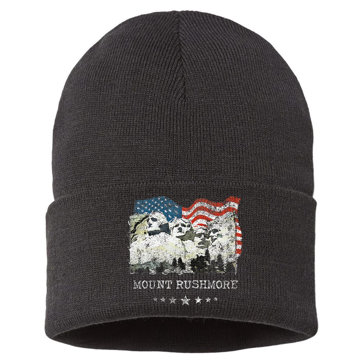 Mount Rushmore Flag Souvenirs Sustainable Knit Beanie