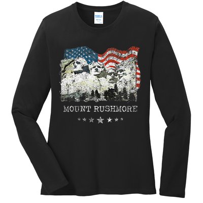 Mount Rushmore Flag Souvenirs Ladies Long Sleeve Shirt
