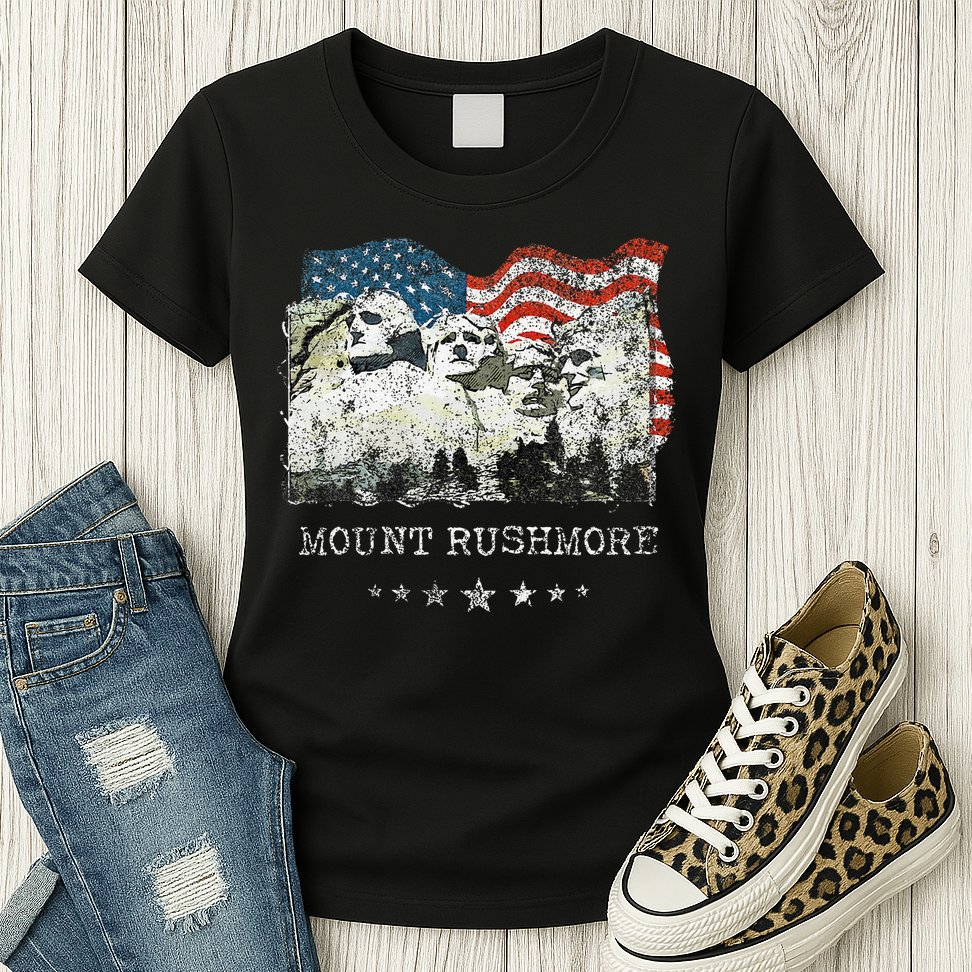 Mount Rushmore Flag Souvenirs Womens T-Shirt