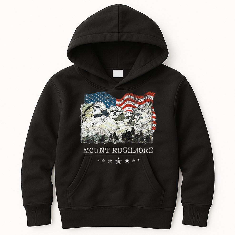 Mount Rushmore Flag Souvenirs Kids Hoodie