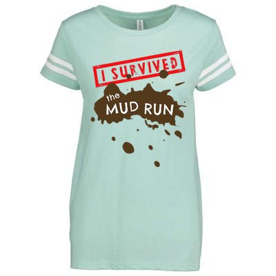 Mud Run Fun I Survived Team Runners Running Workout Enza Ladies Jersey Football T-Shirt