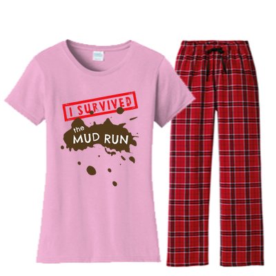 Mud Run Fun I Survived Team Runners Running Workout Women's Flannel Pajama Set