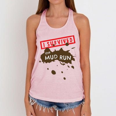 Mud Run Fun I Survived Team Runners Running Workout Women's Knotted Racerback Tank