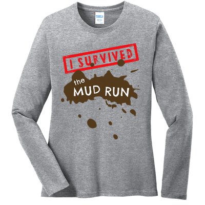 Mud Run Fun I Survived Team Runners Running Workout Ladies Long Sleeve Shirt