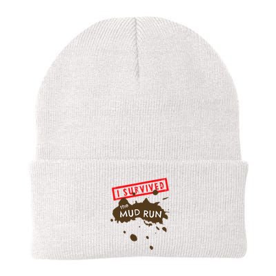 Mud Run Fun I Survived Team Runners Running Workout Knit Cap Winter Beanie