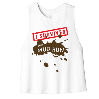 Mud Run Fun I Survived Team Runners Running Workout Women's Racerback Cropped Tank