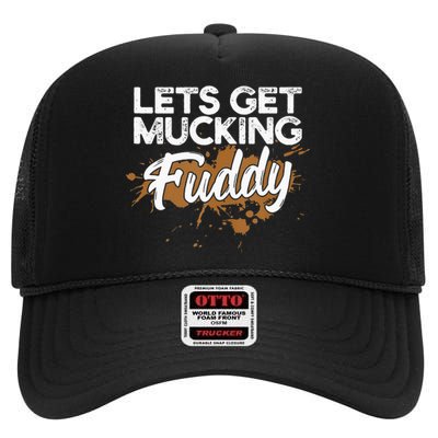 Mud Run Gear Funny 5k Marathon Running Apparel Mud Team High Crown Mesh Back Trucker Hat