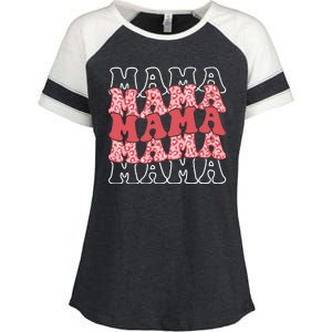 Mama Retro Groovy Cheetah Gift Enza Ladies Jersey Colorblock Tee