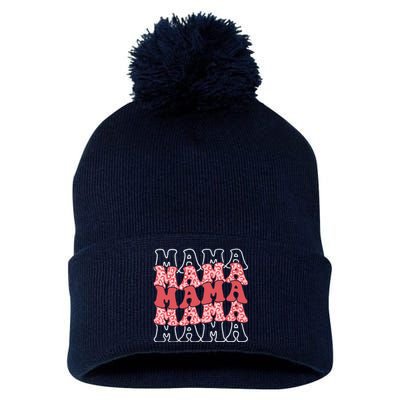 Mama Retro Groovy Cheetah Gift Pom Pom 12in Knit Beanie