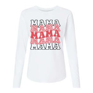 Mama Retro Groovy Cheetah Gift Womens Cotton Relaxed Long Sleeve T-Shirt