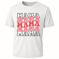 Mama Retro Groovy Cheetah Gift Cooling Performance Crew T-Shirt