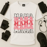 Mama Retro Groovy Cheetah Gift Cooling Performance Crew T-Shirt