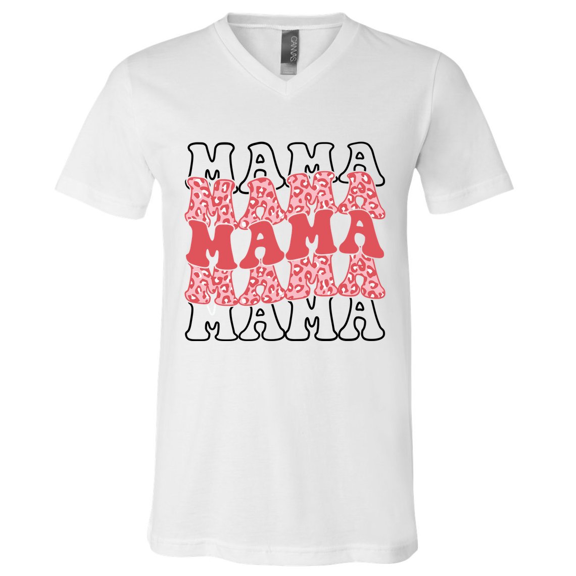Mama Retro Groovy Cheetah Gift V-Neck T-Shirt