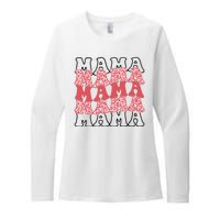 Mama Retro Groovy Cheetah Gift Womens CVC Long Sleeve Shirt