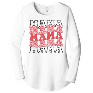 Mama Retro Groovy Cheetah Gift Women's Perfect Tri Tunic Long Sleeve Shirt