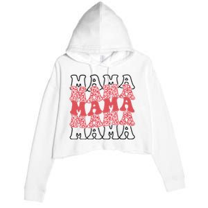 Mama Retro Groovy Cheetah Gift Crop Fleece Hoodie