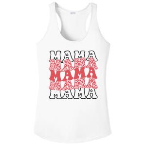 Mama Retro Groovy Cheetah Gift Ladies PosiCharge Competitor Racerback Tank