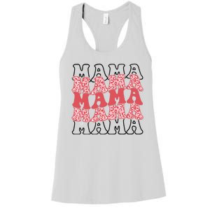 Mama Retro Groovy Cheetah Gift Women's Racerback Tank