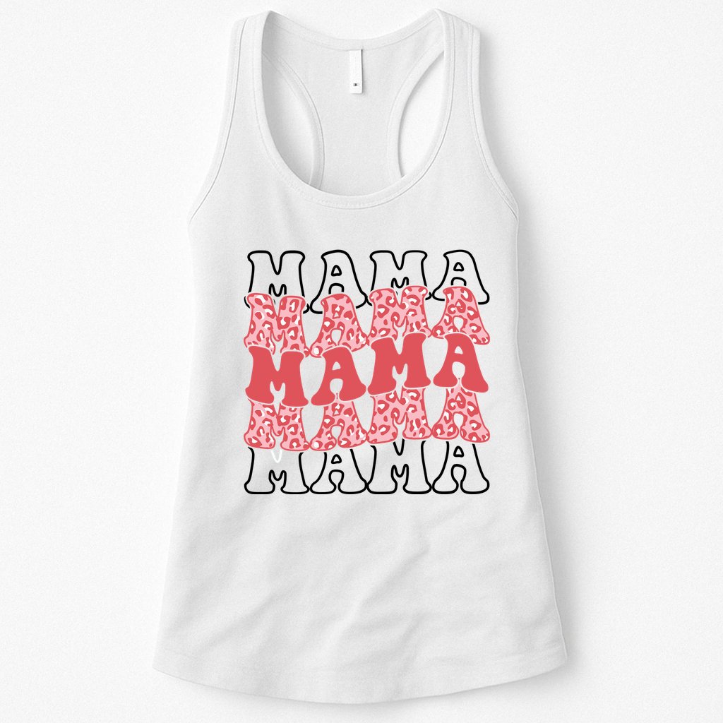 Mama Retro Groovy Cheetah Gift Womens Tank Top