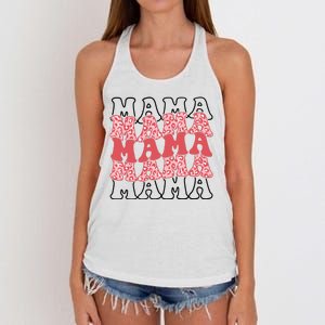 Mama Retro Groovy Cheetah Gift Women's Knotted Racerback Tank