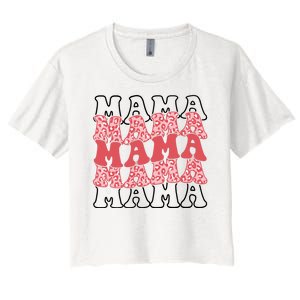 Mama Retro Groovy Cheetah Gift Women's Crop Top Tee