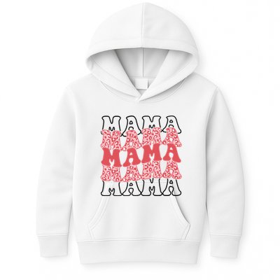 Mama Retro Groovy Cheetah Gift Kids Hoodie