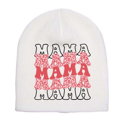 Mama Retro Groovy Cheetah Gift Short Acrylic Beanie