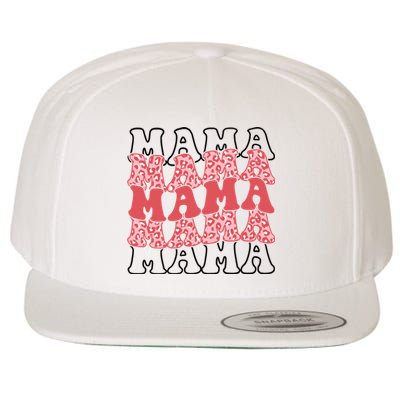 Mama Retro Groovy Cheetah Gift Wool Snapback Cap