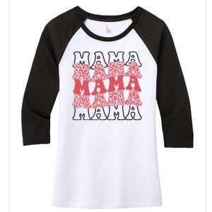 Mama Retro Groovy Cheetah Gift Women's Tri-Blend 3/4-Sleeve Raglan Shirt